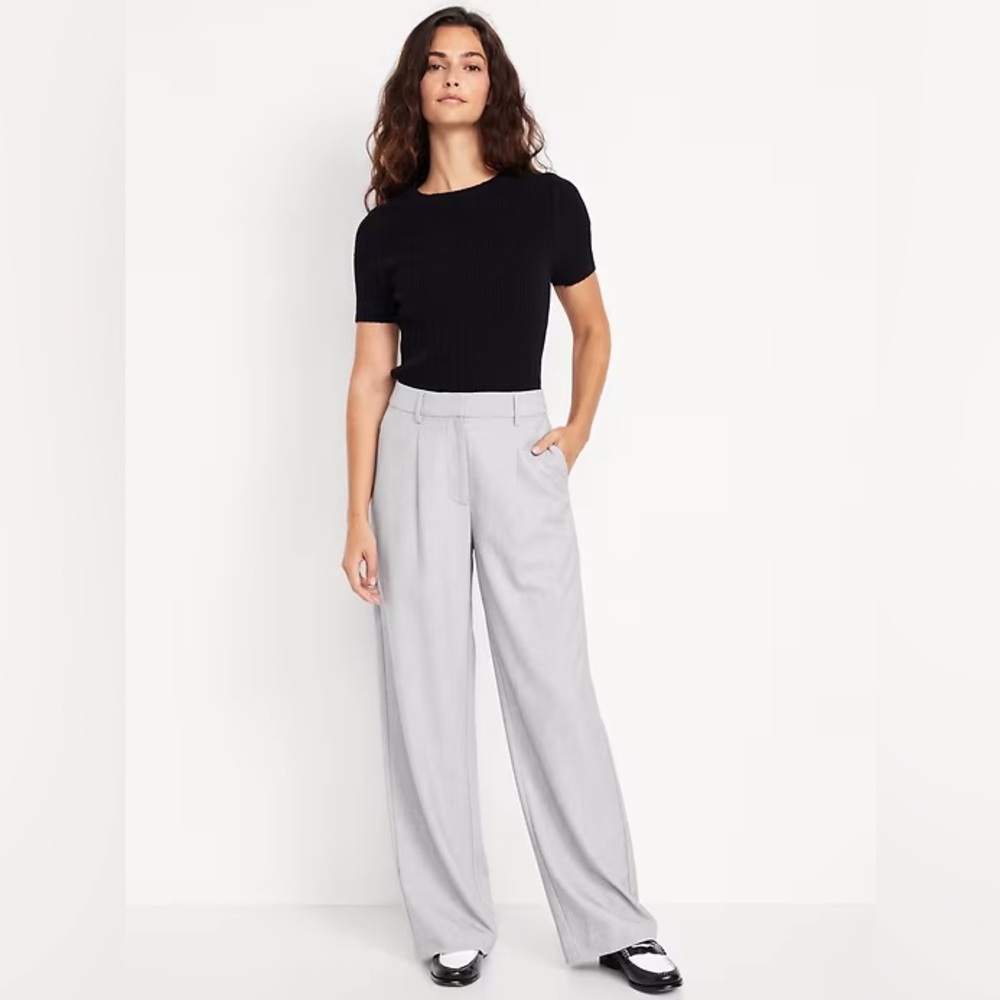NWT! Old Navy Gray Extra High-Waisted Taylor Wide-Leg Trouser Pants #791423 🩷